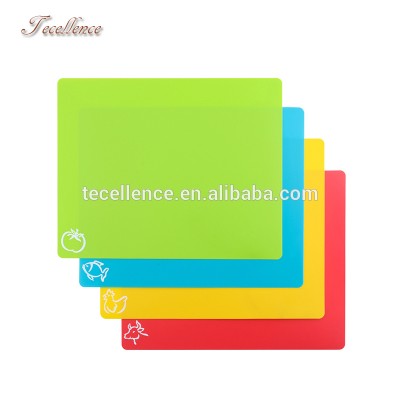 4-Piece Colour Coded Flexible Cutting Boards Set, Food Grade Plastic Kitchen Cutting Board Mats