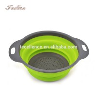 Amazon Top Selling Round Foldable Silicone Strainer Bowl/Colander with Handle