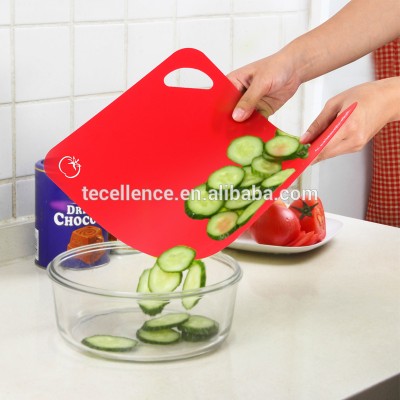 Tecellence Colored Chopping Mats, Extra Thick Flexible Kitchen Plastic Cutting Board Set with Holder