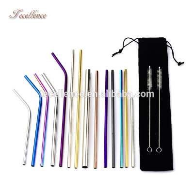 Tecellence Cool Juice Cocktail Bubble Tea Drinking Straw, Custom Colorful Stainless Straws