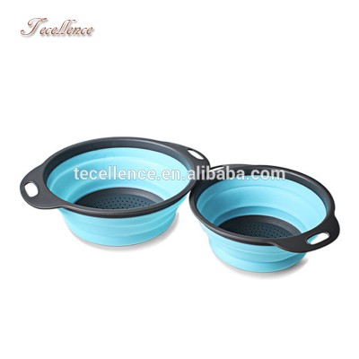 High Quality Rubber Kitchen Foldable Basket Stainer Collapsible Colander