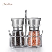 Exquisite Hand-operated Kitchen Salt Grinder and Pepper grinder, Stainless Steel Salt and Pepper Grinder Set with Stand