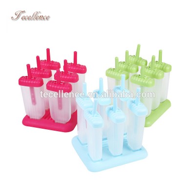 High Quality Fruit Ice Cream Maker Popsicle Molds, 6pcs Plastic Mold for Ice Cream