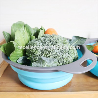 BPA-free Plastic Food Containers 2 Pieces Vegetables Collapsible Colander Strainer Sets with Grip Handles