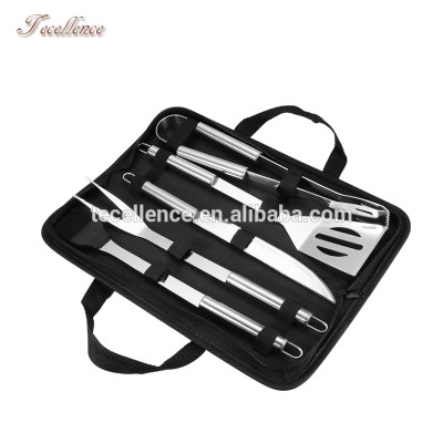 Outdoor Stainless Steel BBQ Tongs Brush Set, Portable BBQ Grill Tools with Long Handle